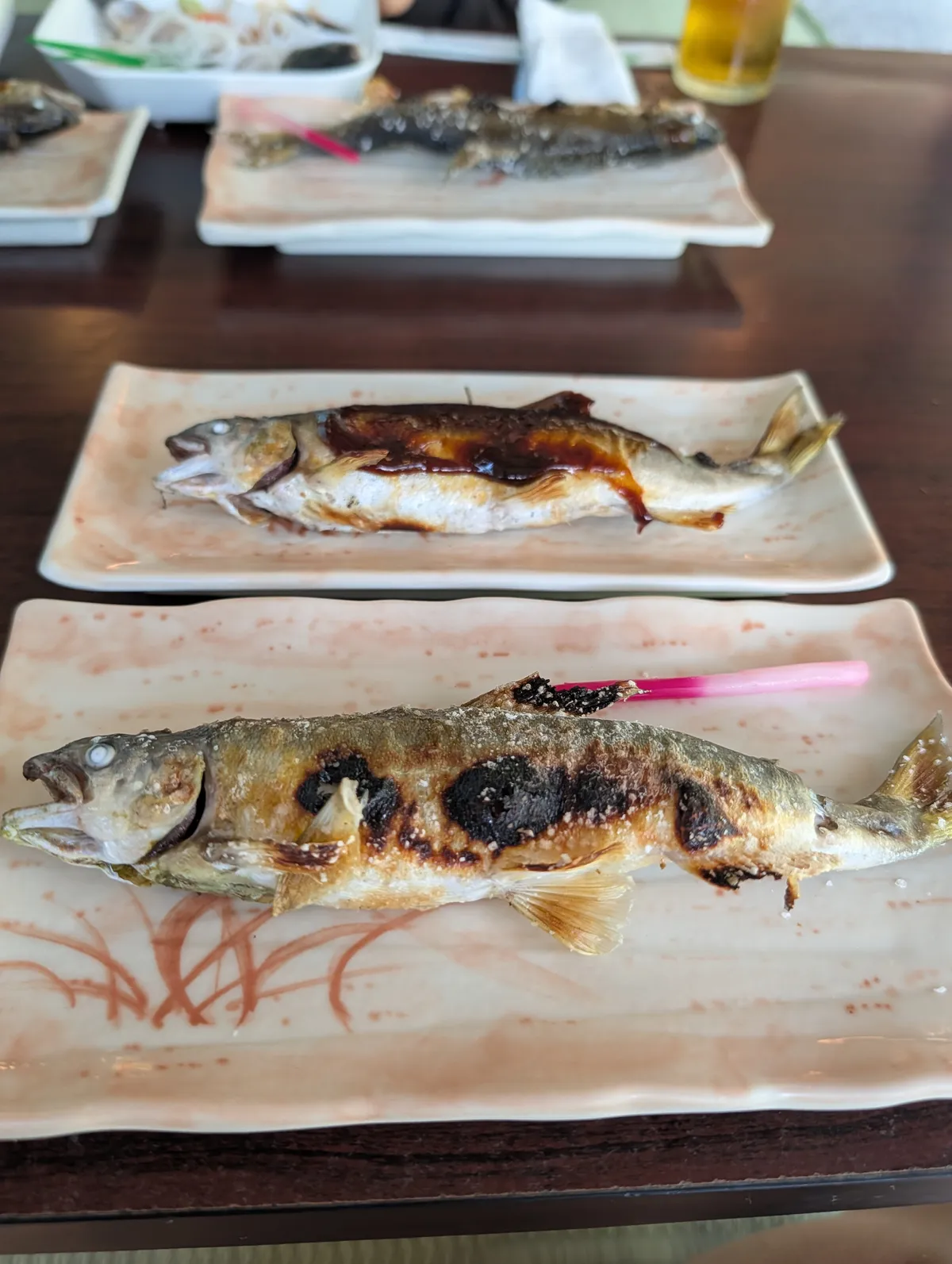 Charcoal-grilled ayu sweetfish with sweet miso glaze