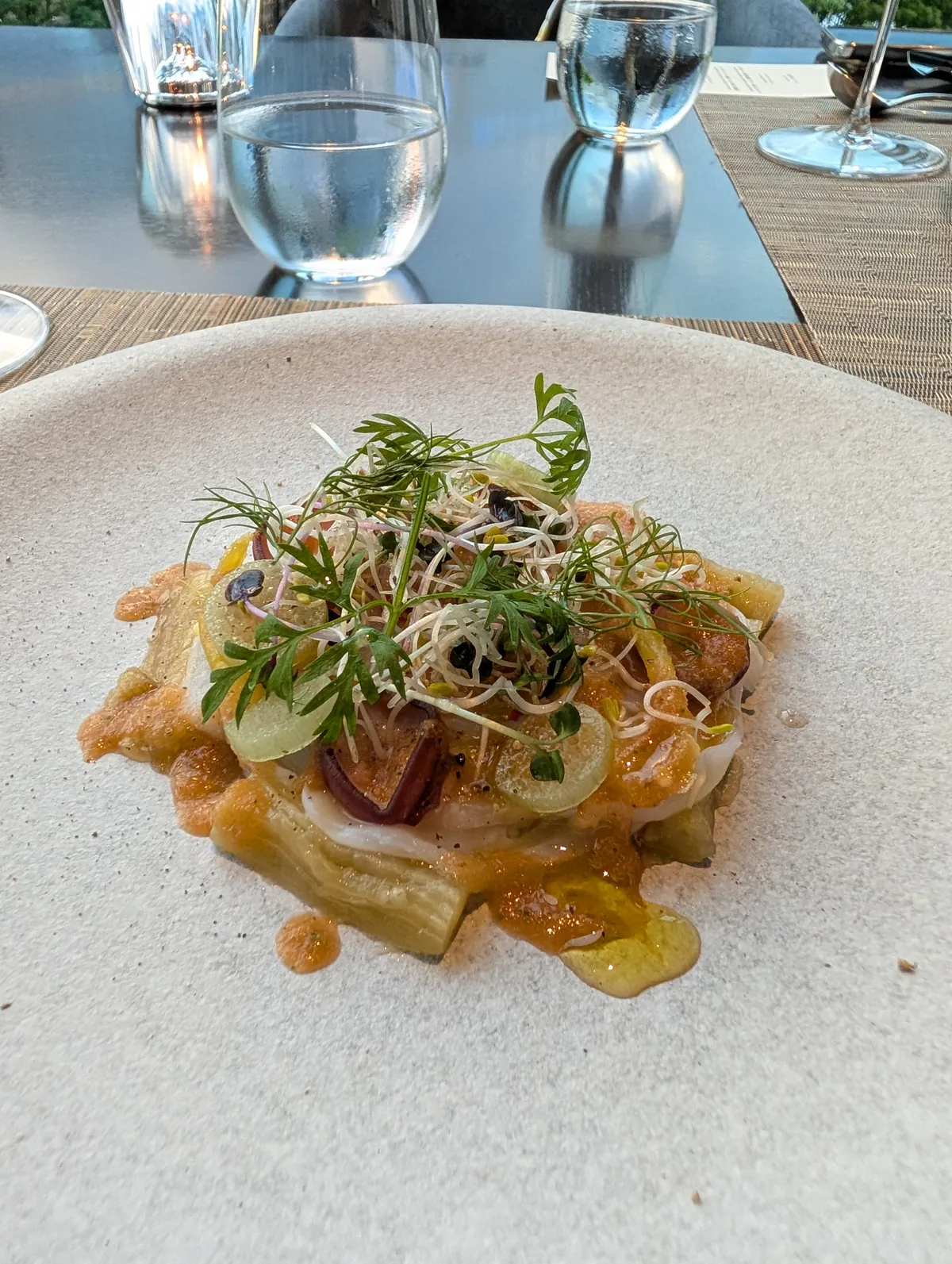 Hokkaido octopus ceviche-style salad plated at TIAD's signature restaurant in Nagoya